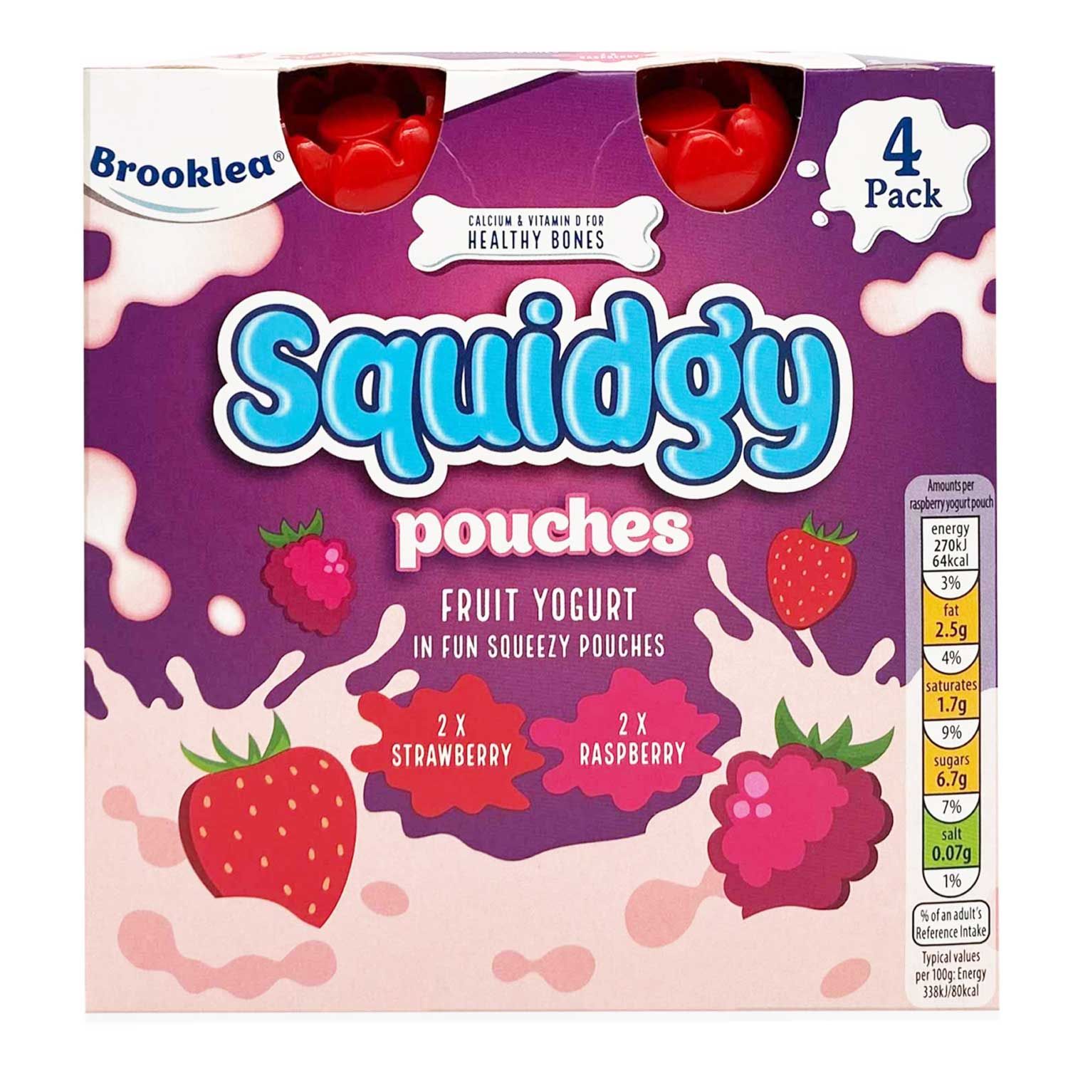 Fruit Yogurt Squidgy Pouches 4x80g Brooklea